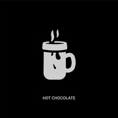 white hot chocolate vector icon on black background. modern flat hot chocolate from food concept vector sign symbol can be use for web, mobile and logo.