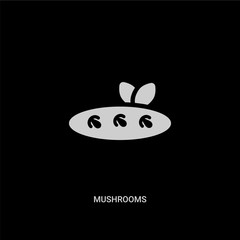 white mushrooms vector icon on black background. modern flat mushrooms from food concept vector sign symbol can be use for web, mobile and logo.