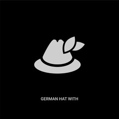 white german hat with small feather vector icon on black background. modern flat german hat with small feather from fashion concept vector sign symbol can be use for web, mobile and logo.