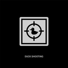 white duck shooting vector icon on black background. modern flat duck shooting from entertainment concept vector sign symbol can be use for web, mobile and logo.