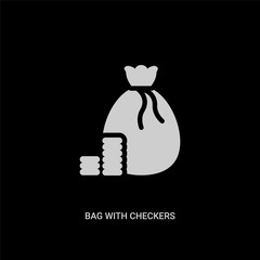 white bag with checkers game vector icon on black background. modern flat bag with checkers game from entertainment concept vector sign symbol can be use for web, mobile and logo.