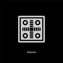 white parchis vector icon on black background. modern flat parchis from entertainment concept vector sign symbol can be use for web, mobile and logo.