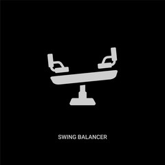 white swing balancer vector icon on black background. modern flat swing balancer from education concept vector sign symbol can be use for web, mobile and logo.