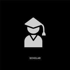 white scholar vector icon on black background. modern flat scholar from education concept vector sign symbol can be use for web, mobile and logo.
