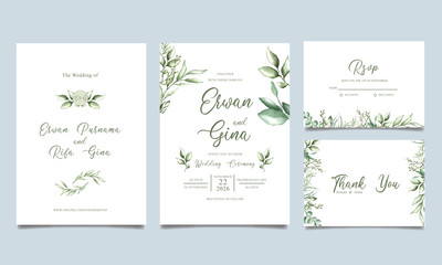 Fototapeta na wymiar watercolor wedding invitation template card design