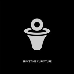 white spacetime curvature vector icon on black background. modern flat spacetime curvature from education concept vector sign symbol can be use for web, mobile and logo.
