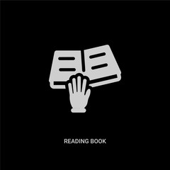white reading book vector icon on black background. modern flat reading book from education concept vector sign symbol can be use for web, mobile and logo.
