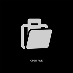 white open file vector icon on black background. modern flat open file from education concept vector sign symbol can be use for web, mobile and logo.