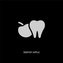 white dentist apple vector icon on black background. modern flat dentist apple from dentist concept vector sign symbol can be use for web, mobile and logo.