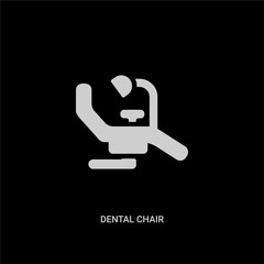 white dental chair vector icon on black background. modern flat dental chair from dentist concept vector sign symbol can be use for web, mobile and logo.