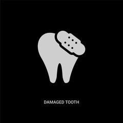 white damaged tooth vector icon on black background. modern flat damaged tooth from dentist concept vector sign symbol can be use for web, mobile and logo.