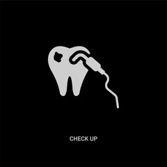 white check up vector icon on black background. modern flat check up from dentist concept vector sign symbol can be use for web, mobile and logo.