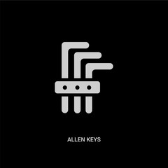 white allen keys vector icon on black background. modern flat allen keys from construction and tools concept vector sign symbol can be use for web, mobile and logo.