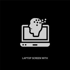 white laptop screen with human head graphic vector icon on black background. modern flat laptop screen with human head graphic from computer concept vector sign symbol can be use for web, mobile and