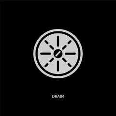 white drain vector icon on black background. modern flat drain from construction and tools concept vector sign symbol can be use for web, mobile and logo.
