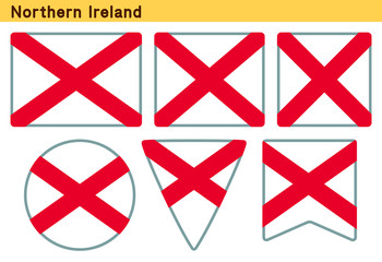 「北アイルランドの旗」6個の形のアイコンデザイン