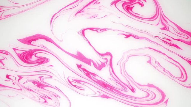 Stains of pink ink on the water. Abstract colored background footage, fluid design.
