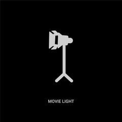 white movie light vector icon on black background. modern flat movie light from cinema concept vector sign symbol can be use for web, mobile and logo.