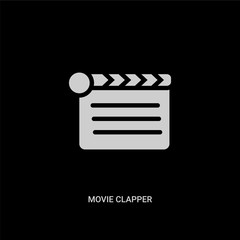 white movie clapper vector icon on black background. modern flat movie clapper from cinema concept vector sign symbol can be use for web, mobile and logo.