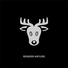 white reindeer antlers vector icon on black background. modern flat reindeer antlers from christmas concept vector sign symbol can be use for web, mobile and logo.