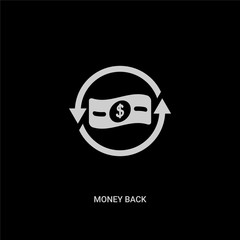 white money back vector icon on black background. modern flat money back from business and finance concept vector sign symbol can be use for web, mobile and logo.