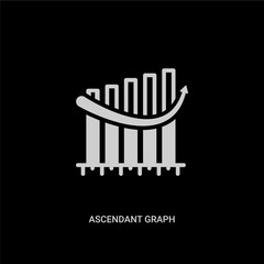 white ascendant graph vector icon on black background. modern flat ascendant graph from business concept vector sign symbol can be use for web, mobile and logo.