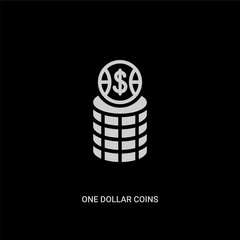 white one dollar coins vector icon on black background. modern flat one dollar coins from business concept vector sign symbol can be use for web, mobile and logo.