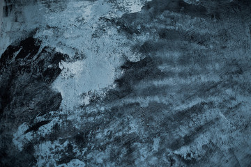 Blue concrete wall - background with abstract dark texture of old plaster