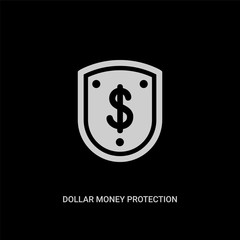 white dollar money protection vector icon on black background. modern flat dollar money protection from business concept vector sign symbol can be use for web, mobile and logo.
