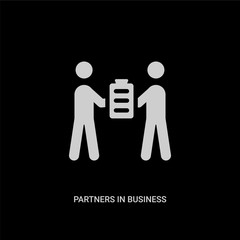 white partners in business vector icon on black background. modern flat partners in business from business concept vector sign symbol can be use for web, mobile and logo.