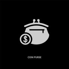 white coin purse vector icon on black background. modern flat coin purse from business concept vector sign symbol can be use for web, mobile and logo.