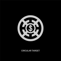 white circular target vector icon on black background. modern flat circular target from business concept vector sign symbol can be use for web, mobile and logo.