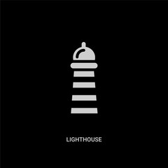 white lighthouse vector icon on black background. modern flat lighthouse from buildings concept vector sign symbol can be use for web, mobile and logo.