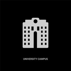 white university campus vector icon on black background. modern flat university campus from buildings concept vector sign symbol can be use for web, mobile and logo.