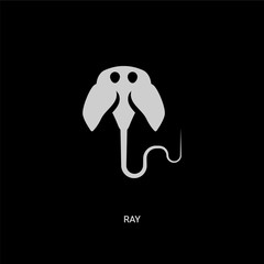 white ray vector icon on black background. modern flat ray from animals concept vector sign symbol can be use for web, mobile and logo.