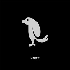 white macaw vector icon on black background. modern flat macaw from animals concept vector sign symbol can be use for web, mobile and logo.