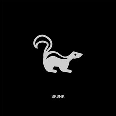 white skunk vector icon on black background. modern flat skunk from animals concept vector sign symbol can be use for web, mobile and logo.