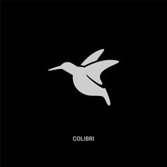 white colibri vector icon on black background. modern flat colibri from animals concept vector sign symbol can be use for web, mobile and logo.