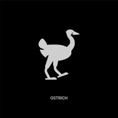 white ostrich vector icon on black background. modern flat ostrich from animals concept vector sign symbol can be use for web, mobile and logo.