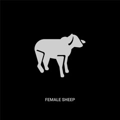 white female sheep vector icon on black background. modern flat female sheep from animals concept vector sign symbol can be use for web, mobile and logo.