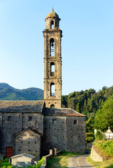 Fototapeta na wymiar San Giovanni di Moriani church in Corsica mountain