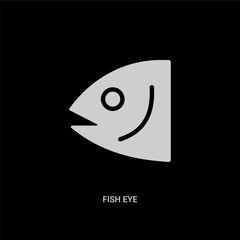 white fish eye vector icon on black background. modern flat fish eye from animals concept vector sign symbol can be use for web, mobile and logo.