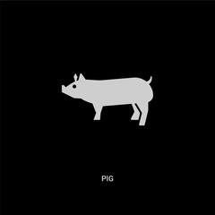 white pig vector icon on black background. modern flat pig from animals concept vector sign symbol can be use for web, mobile and logo.