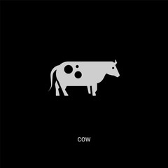 white cow vector icon on black background. modern flat cow from animals concept vector sign symbol can be use for web, mobile and logo.