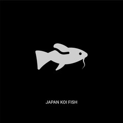 Obraz premium white japan koi fish vector icon on black background. modern flat japan koi fish from animals concept vector sign symbol can be use for web, mobile and logo.