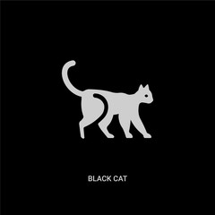white black cat vector icon on black background. modern flat black cat from animals concept vector sign symbol can be use for web, mobile and logo.