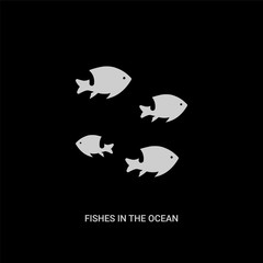 white fishes in the ocean vector icon on black background. modern flat fishes in the ocean from animals concept vector sign symbol can be use for web, mobile and logo.