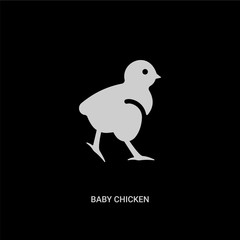 white baby chicken vector icon on black background. modern flat baby chicken from animals concept vector sign symbol can be use for web, mobile and logo.