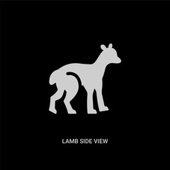 Fototapeta na wymiar white lamb side view vector icon on black background. modern flat lamb side view from animals concept vector sign symbol can be use for web, mobile and logo.