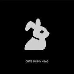white cute bunny head vector icon on black background. modern flat cute bunny head from animals concept vector sign symbol can be use for web, mobile and logo.